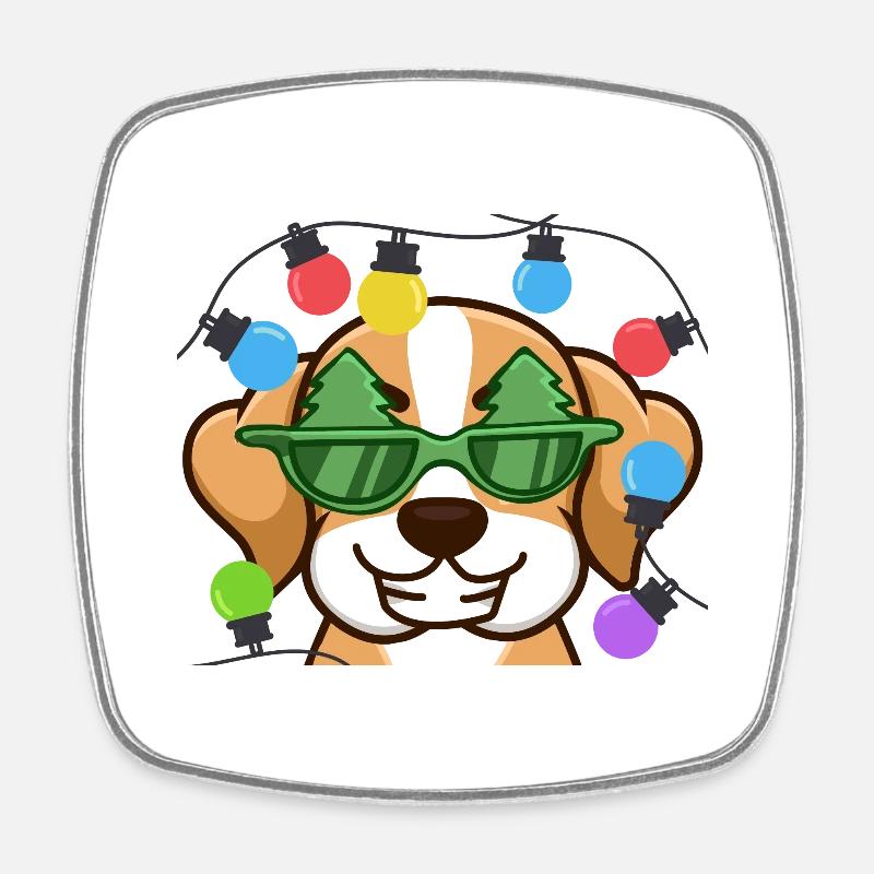 Weihnachtsbeagle - Viereckiger Kühlschrankmagnet - Weiß