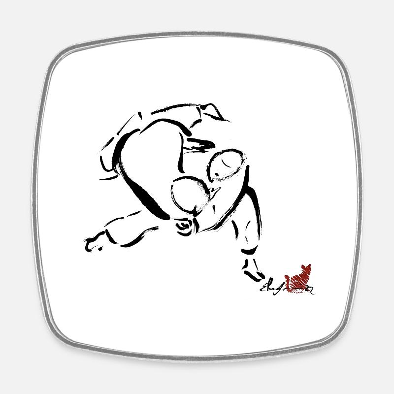 JUDO TECHNIQUE -TAI OTOSHI - Magnet carré - blanc