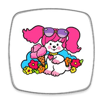 Rosa Poochie Hund - Viereckiger Kühlschrankmagnet - Weiß - Vorne