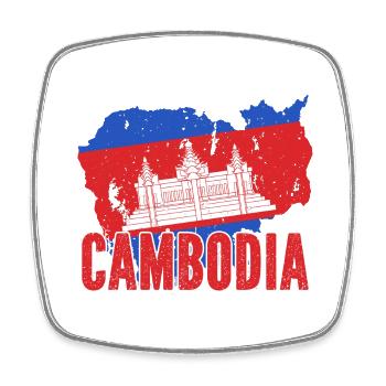 Temple du Cambodge Khmer Vintage drapeau je cadeau - Magnet carré - blanc - Devant
