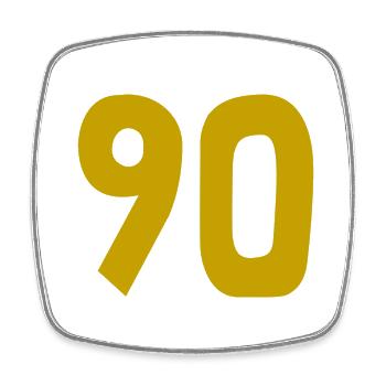 90. 90 YEARS. 90TH ANNIVERSARY. 90TH ANNIVERSARY. - Square fridge magnet - white - Front