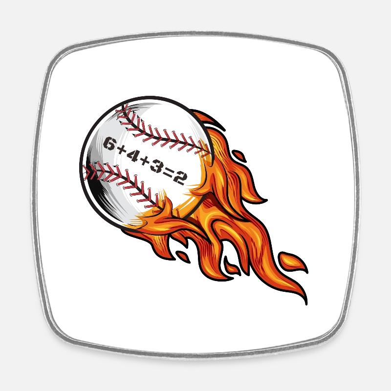 Baseball 6432 Double Play 6+4+3=2 Softball Mathematik - Viereckiger Kühlschrankmagnet - Weiß