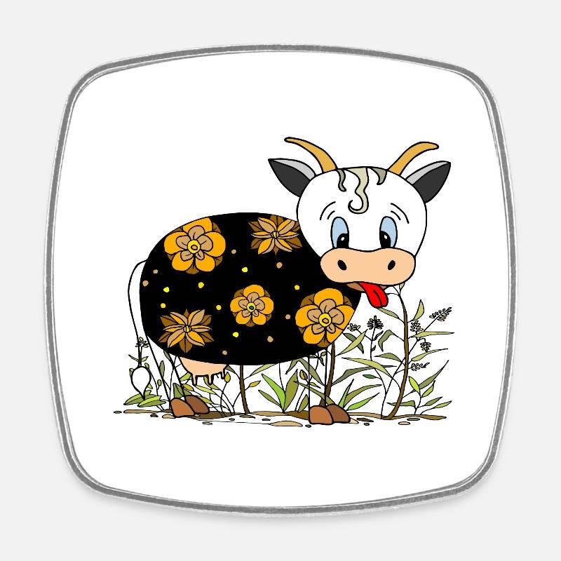 Vache - Magnet carré - blanc