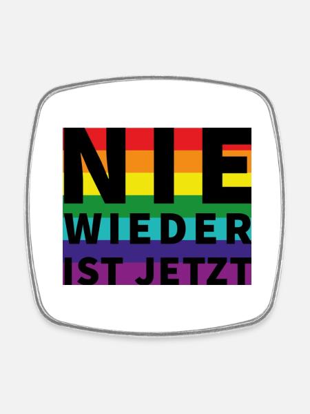 NIE WIEDER IST JETZT Schriftzug Pride - Viereckiger Kühlschrankmagnet - Weiß