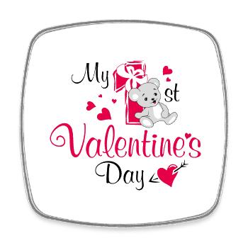 Mein erster Valentinstag. Niedliches Design - Viereckiger Kühlschrankmagnet - Weiß - Vorne