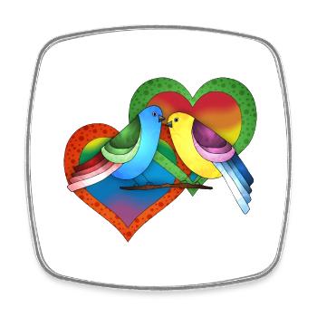 Oiseaux colorés - Magnet carré - blanc - Devant