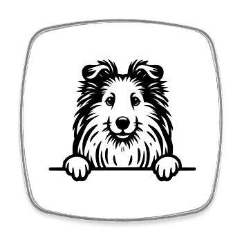 Peeking Sheltie - Shetland Sheepdog Vektor - Viereckiger Kühlschrankmagnet - Weiß - Vorne