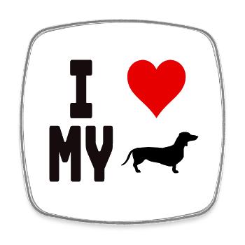 T-Shirt I Love My Dog für Hundefreunde - Viereckiger Kühlschrankmagnet - Weiß - Vorne