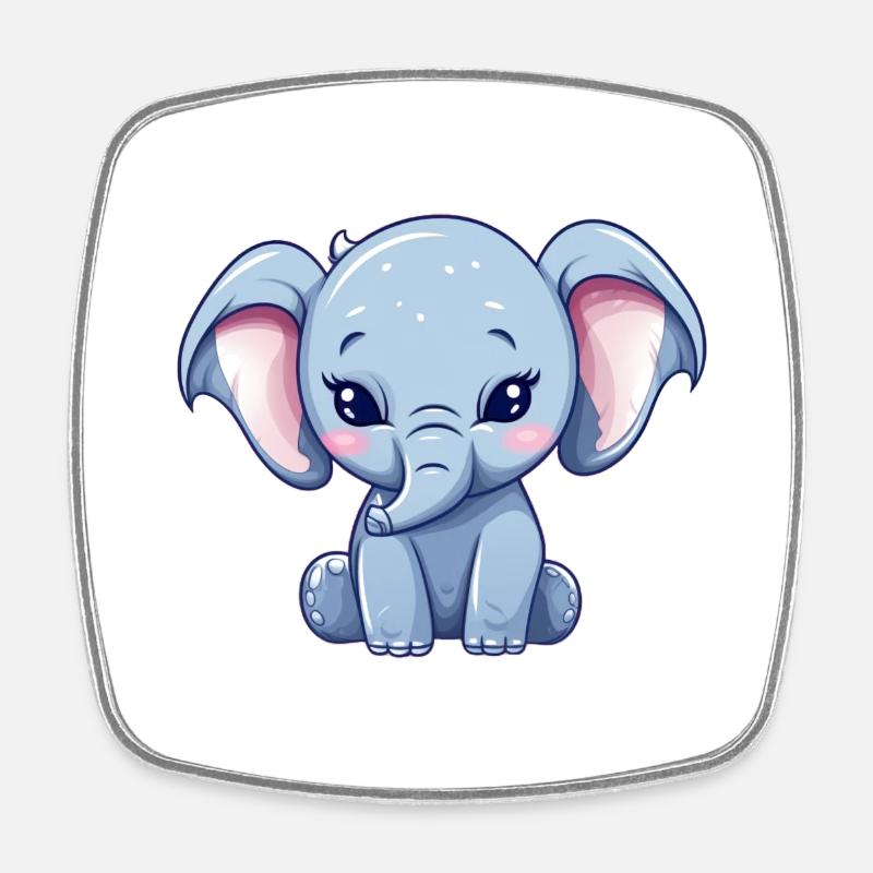 Kawaii Elephant - Square fridge magnet - white