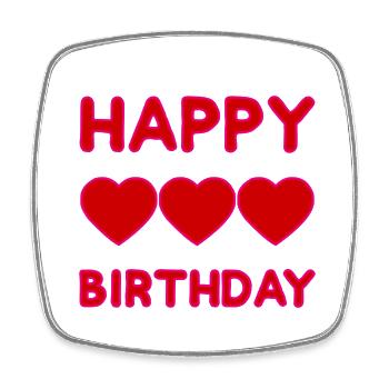 HAPPY BIRTHDAY - Magnet carré - blanc - Devant