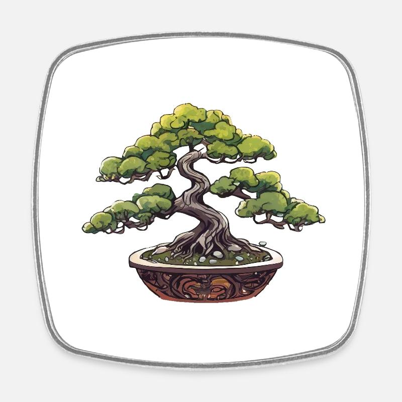Bonsai - Square fridge magnet - white