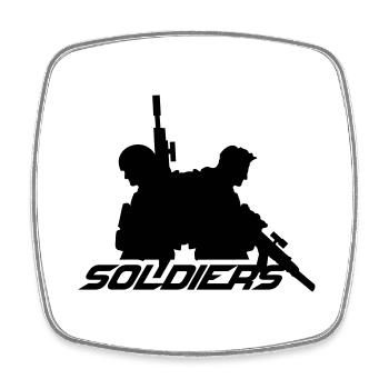 2 Soldaten, Besatzung, Kriegsteam, Freiheitssoldat, Kämpfer - Viereckiger Kühlschrankmagnet - Weiß - Vorne