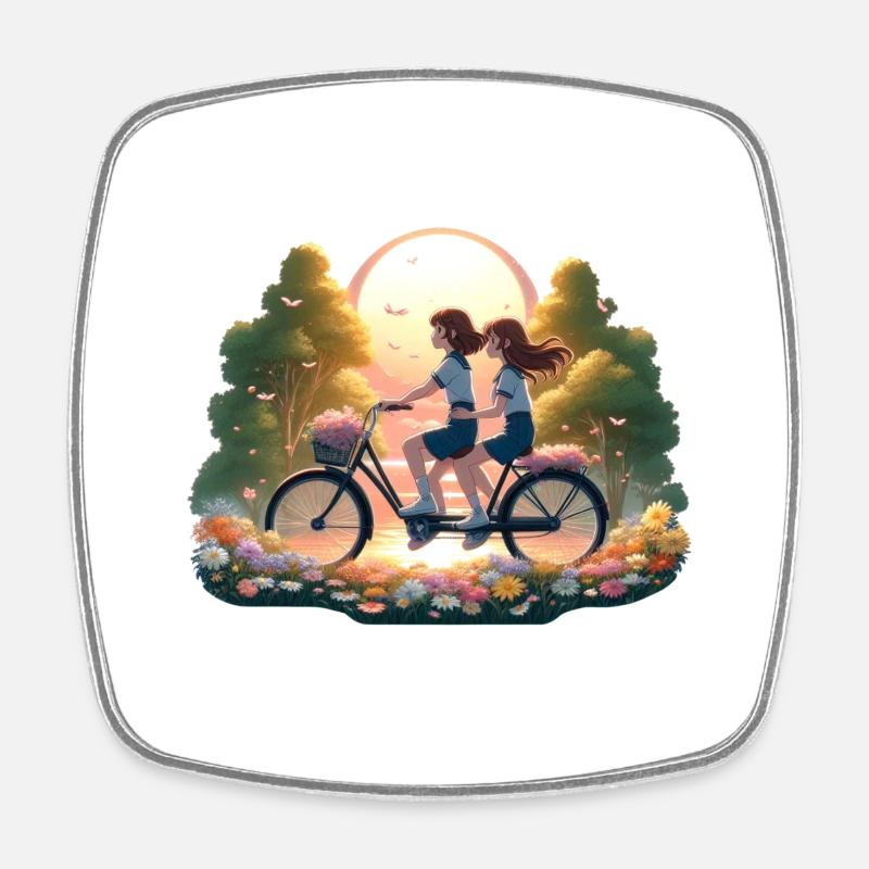 Excursion by tandem - Square fridge magnet - white