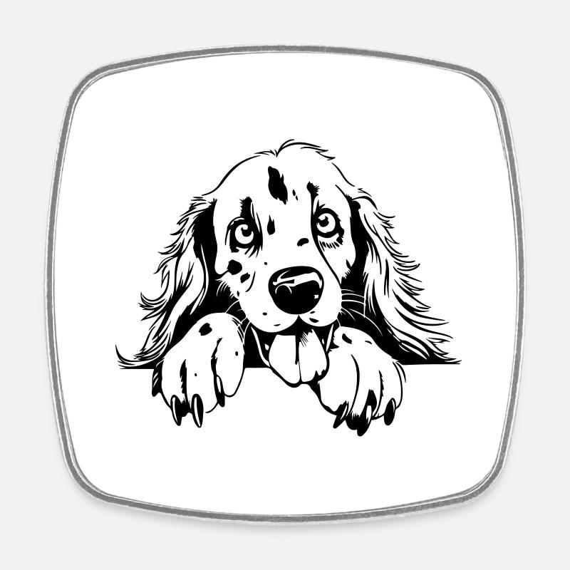 Cute Setter - Square fridge magnet - white