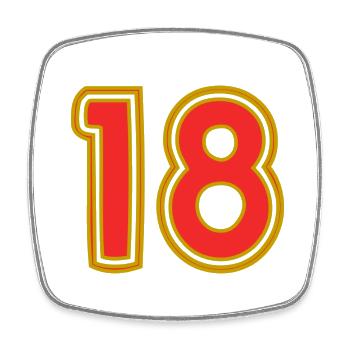 18. 18 JAHRE ALT. 18-JÄHRIGES JUBILÄUM. GEBURTSTAG 18 JAHRE. - Viereckiger Kühlschrankmagnet - Weiß - Vorne