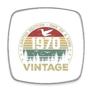 Vintage 1970 Original 1970 Rétro Anniversaire 1970 - Magnet carré - blanc - Devant