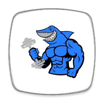 shark hai bodybuilding Hantel 1 - Viereckiger Kühlschrankmagnet - Weiß - Vorne