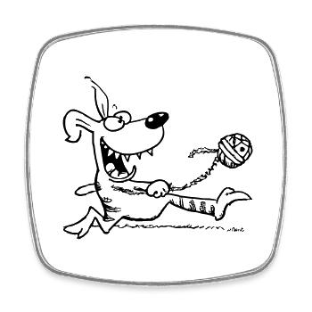 Dog loves ball - Square fridge magnet - white - Front