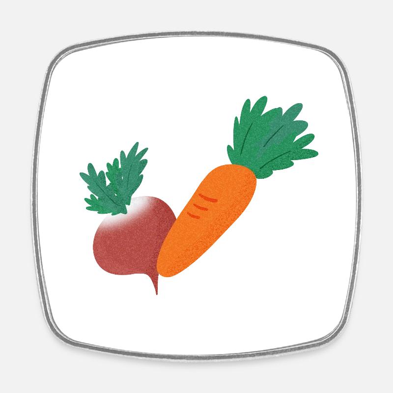 Radish & Carrot - Square fridge magnet - white