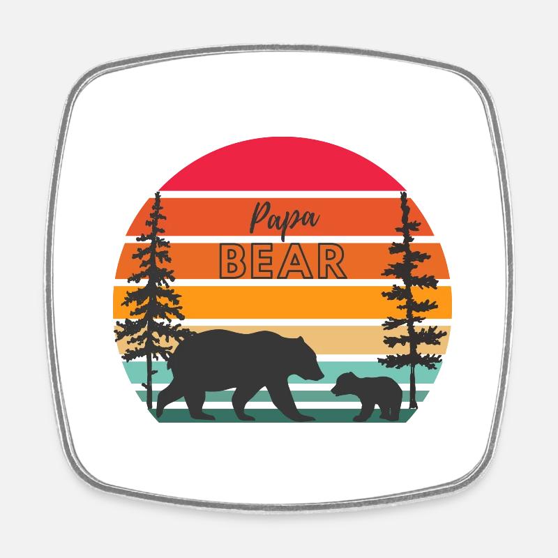 Papa Bear - Square fridge magnet - white