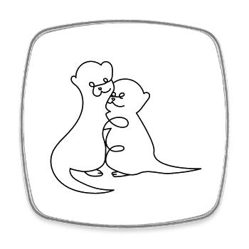 Otter One Line Drawing - Square fridge magnet - white - Front