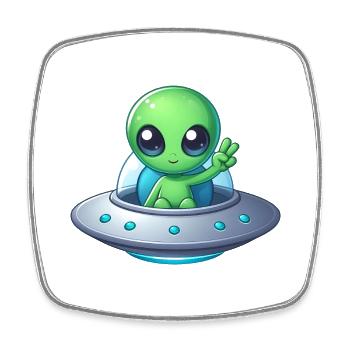 Alien Shows Peace - Square fridge magnet - white - Front