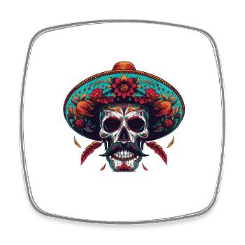 Mexican Skull - Square fridge magnet - white - Front