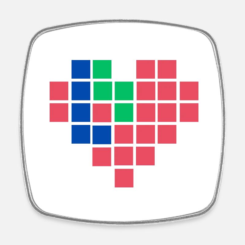 Coeur de pixels - Magnet carré - blanc