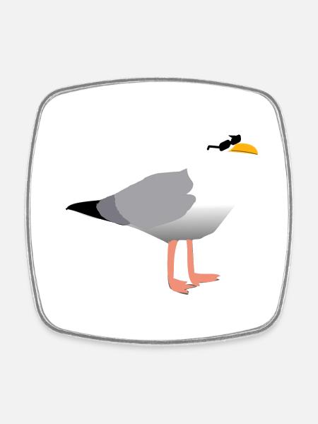 Coole Möwe - Viereckiger Kühlschrankmagnet - Weiß