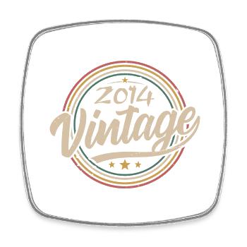 2014 Vintage 2014 Geburtstagsgeschenk - Retro Stil 2014 - Viereckiger Kühlschrankmagnet - Weiß - Vorne