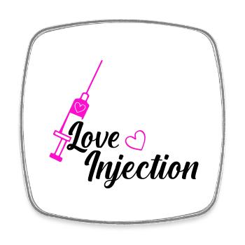 love injection - Viereckiger Kühlschrankmagnet - Weiß - Vorne