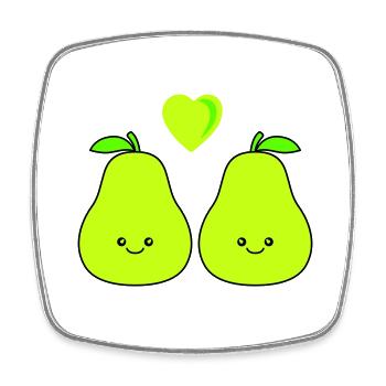 Poire Comique Amour - Magnet carré - blanc - Devant
