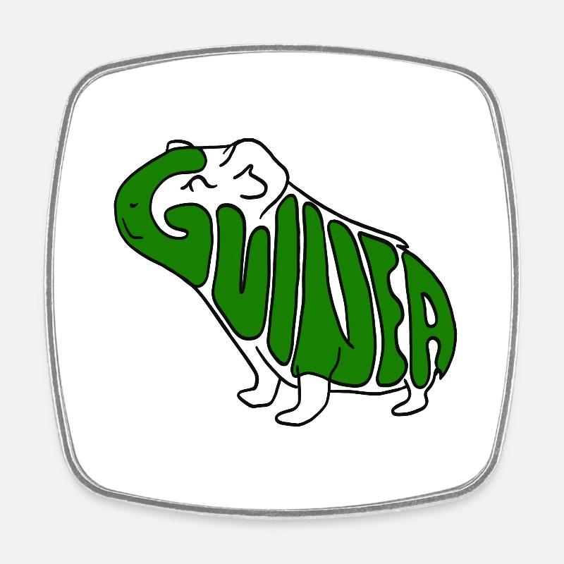 Guinea Pig Green - Square fridge magnet - white