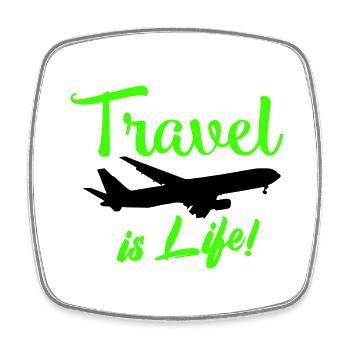 travel is life - Square fridge magnet - white - Front