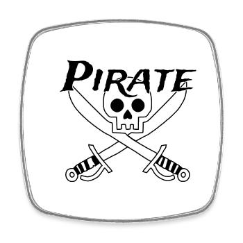 Pirate - Totenschädel - Viereckiger Kühlschrankmagnet - Weiß - Vorne