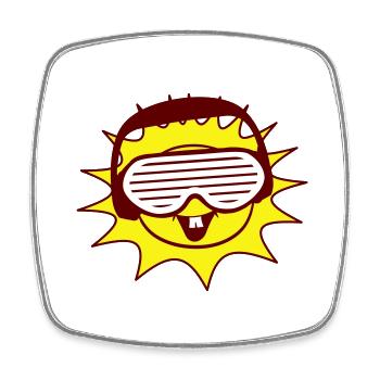 Party Sonne Sommer Spaß Gesicht Cool Musik Club - Viereckiger Kühlschrankmagnet - Weiß - Vorne