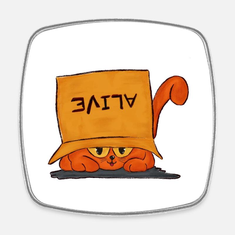 Schrödinger's cat - Square fridge magnet - white