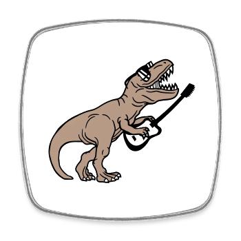 DJ Dino T-Rex Dinosaurier Gitarre Spielen Party - Viereckiger Kühlschrankmagnet - Weiß - Vorne
