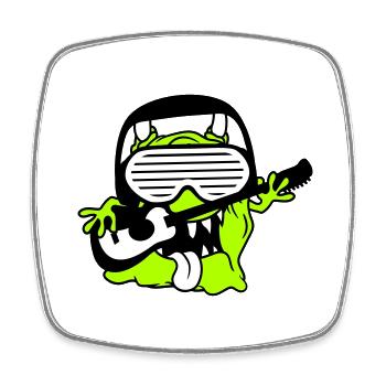 Cool Party Monster Alien Plays Guitar Music - Square fridge magnet - white - Front