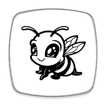 biene hummel comic - Viereckiger Kühlschrankmagnet - Weiß - Vorne