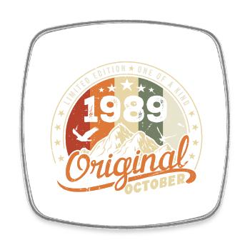 October 1989 Birthday Gift October 1989 - Square fridge magnet - white - Front