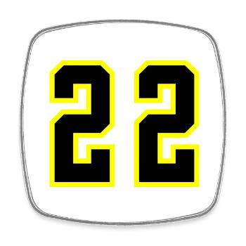 22 Number Leotard - Square fridge magnet - white - Front