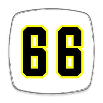 66 Number Leotard - Square fridge magnet - white - Front