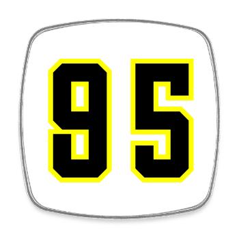 95 Zahl Trikot - Viereckiger Kühlschrankmagnet - Weiß - Vorne