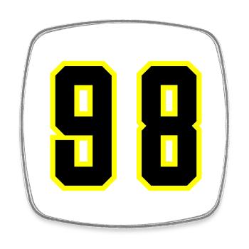 98 Number Leotard - Square fridge magnet - white - Front