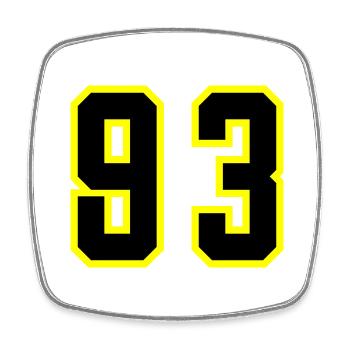 93 Number Jersey - Square fridge magnet - white - Front