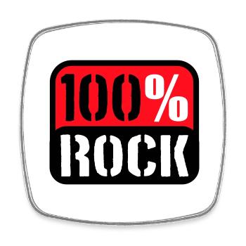 100% Percent Rock Heavy Metal Musique Texte Logo Fun - Magnet carré - blanc - Devant