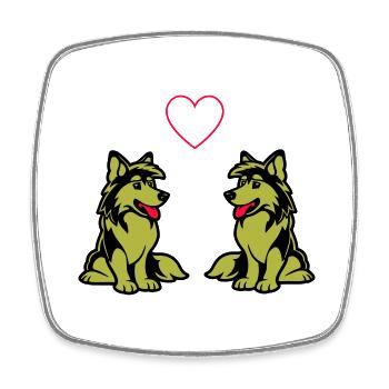 dog comic hund love - Viereckiger Kühlschrankmagnet - Weiß - Vorne
