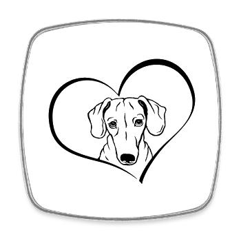 Dachshund in the heart - Square fridge magnet - white - Front
