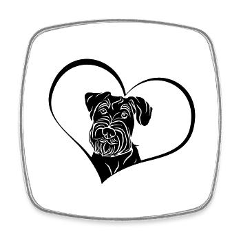 Schnauzer moyen en cœur - Magnet carré - blanc - Devant